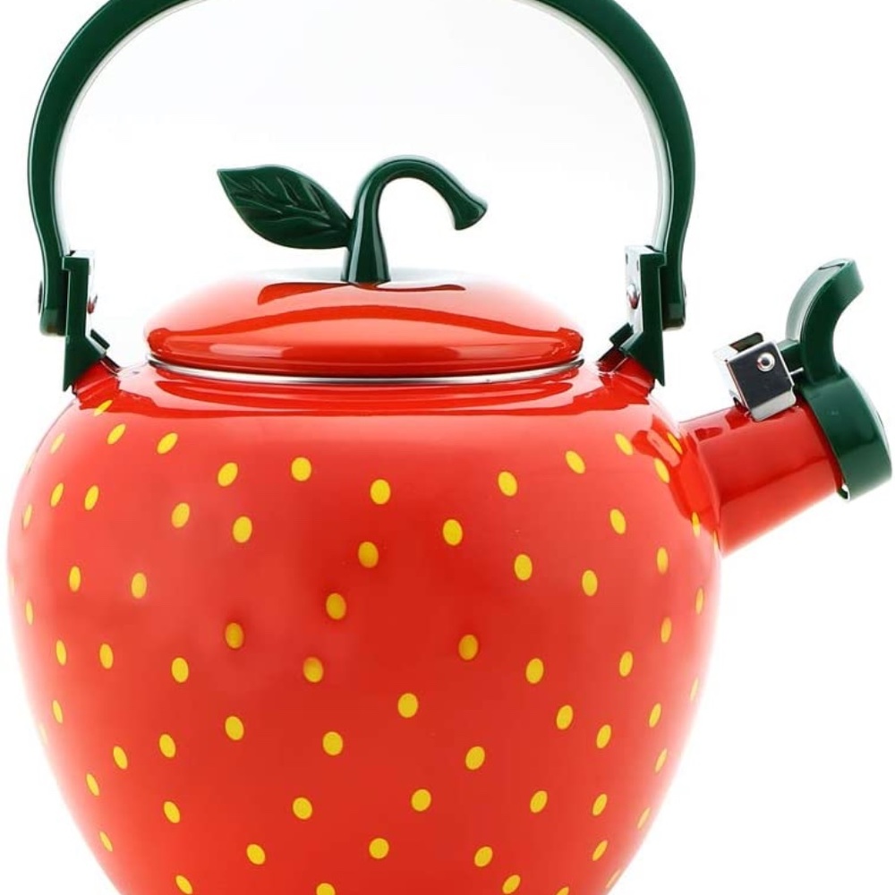 COPY - Brand New Enamel Steel Strawberry Whistling Tea Kettle, 2.3 quart